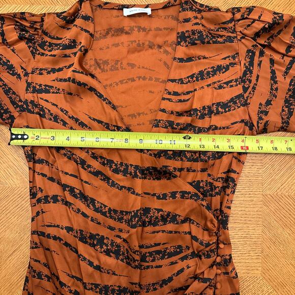 Anine Bing Penelope Wrap Orange and Black Tiger Print Silk Dress Small - Picture 7 of 10